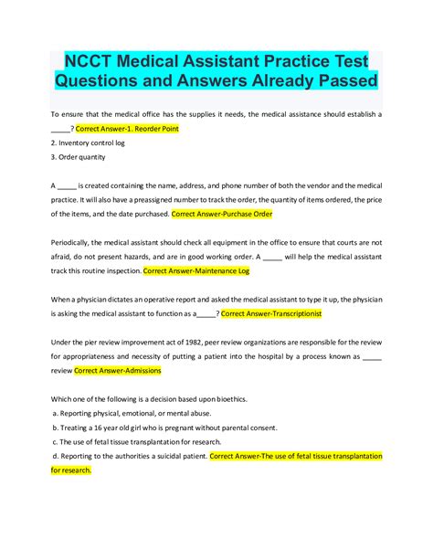 is the ncct medical assistant test hard|ncct medical assistant test questions.